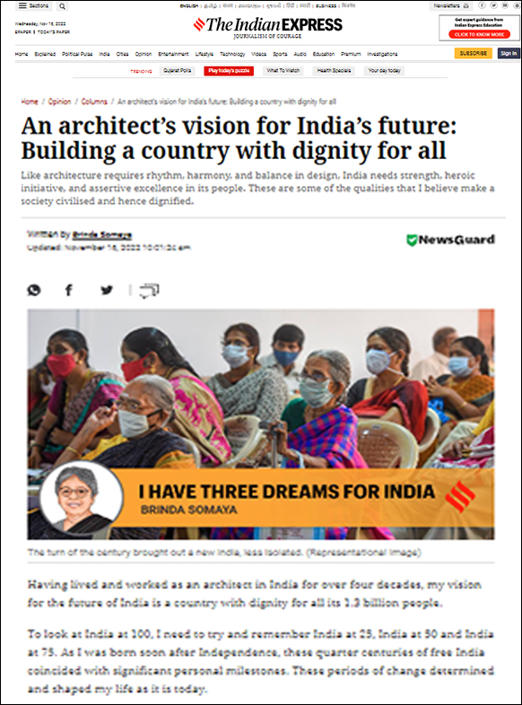 An architect’s vision for India’s future: Building a country with dignity for all,  Indian Express